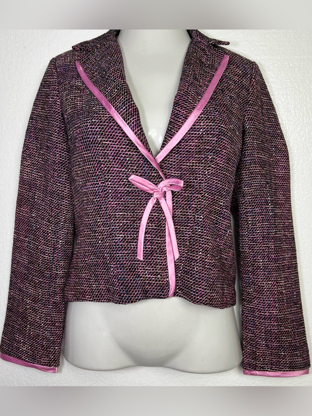 Y2k Pink Tweed Blazer from The Limited Size M Bow Jacket